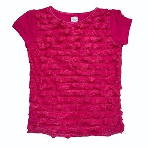 Fuchsia Pink Ruffle Shirt Girl 5TFlounce Short Sleeve Tee Shirt Spring Summer
